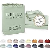 Bella Coterie Luxury Bamboo Viscose King Size Sheet Set | 100% Organically Grown | Ultra Soft | Cooling for Hot Sleepers | 18" Deep Pocket [Sea Glass]