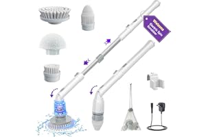 Welzona Electric Spin Scrubber,2024 New Cordless Cleaning Brush,4 Replaceable Brush Heads, Adjustable Extension Handle Electric Cleaning Brush Power Cleaning Brush for Bathroom Floor Tile,Storage Bag