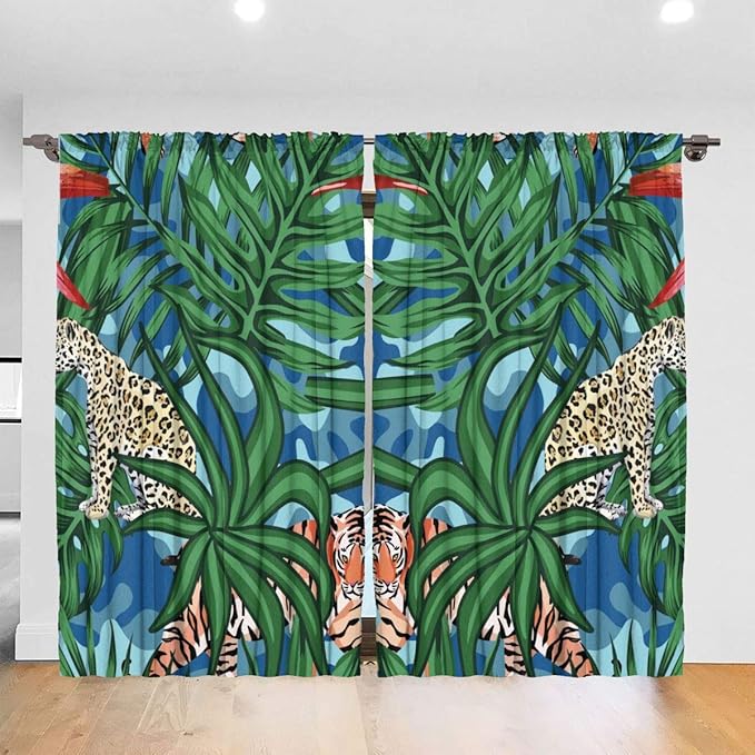 PMsunglasses Tropical Jungle Pattern with Animals 1 Blackout Curtains