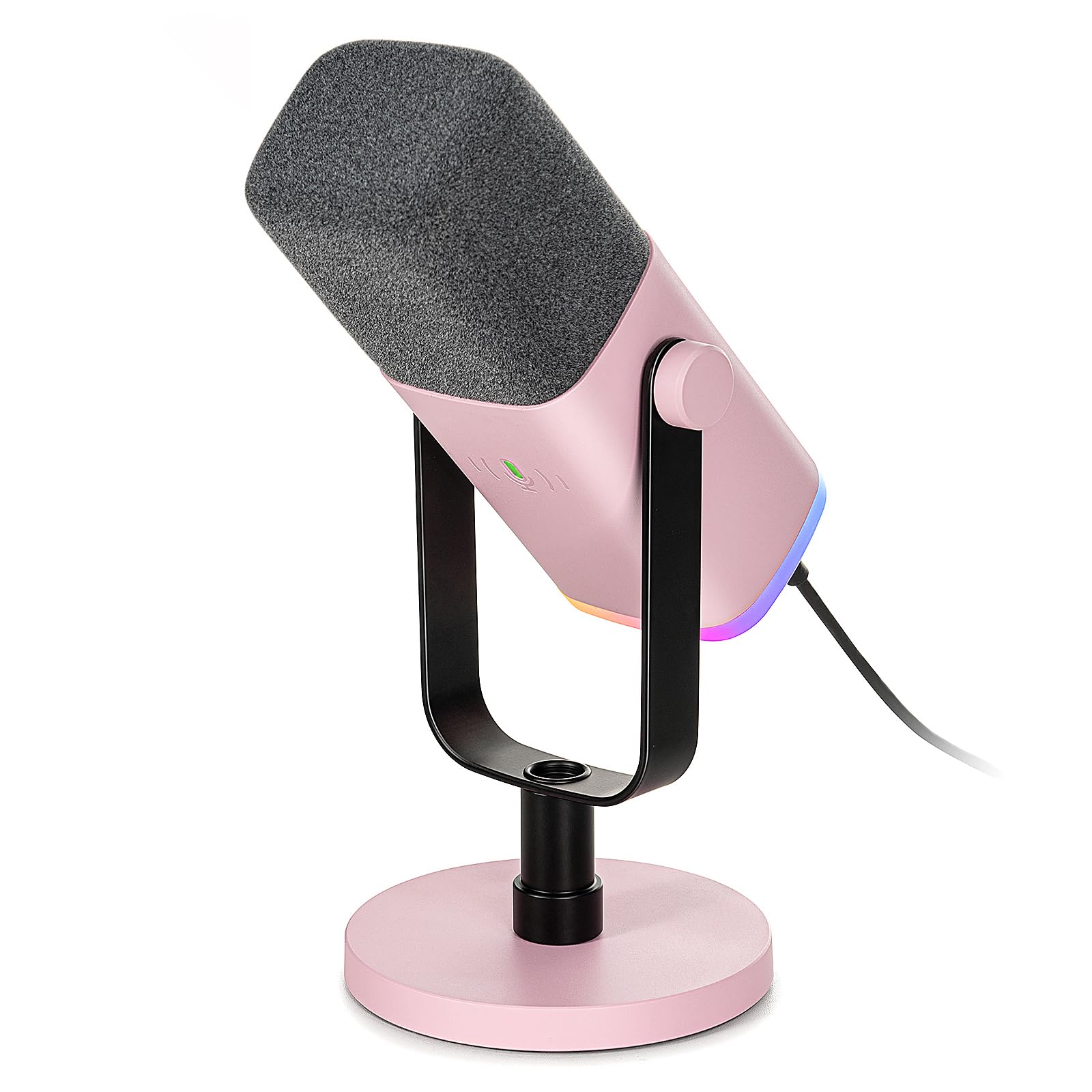 FIFINE Gaming XLR/USB Microphone, Streaming Dynamic PC Microphone for Recording/Podcast/YouTube Video, RGB Mic with Headphones Jack, Gain Knob, Compatible with Computer/Mixer-AmpliGame AM8 Pink