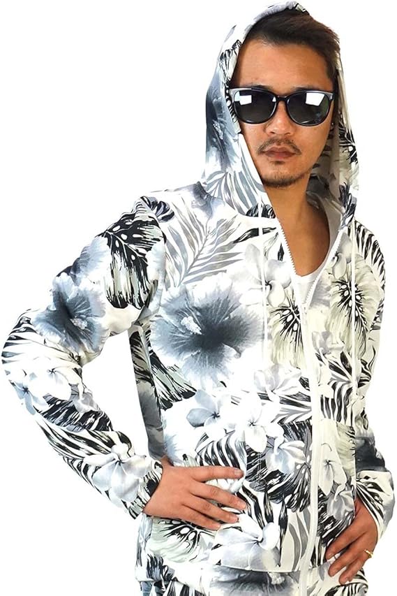 セットアップ メンズ レディース ジャージ 上下 セット パーカー 花柄 48 L Ll程度 ブラック99 上下セット 通販 Amazon