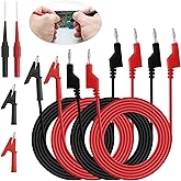 Dual Alligator Clips Electrical Test Leads, 4mm Banana Plug to Alligator Clip Probe, Stackable Banana Cable Wire, Multimeter