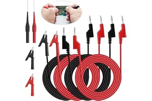 Dual Alligator Clips Electrical Test Leads, 4mm Banana Plug to Alligator Clip Probe, Stackable Banana Cable Wire, Multimeter 