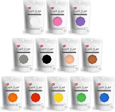 BOHS 12 Colors Foam Clay Lite Air Dry Squishy Craft Modeling 12 pcs