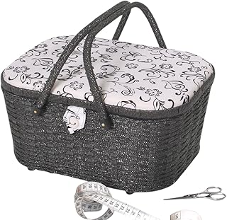 Kobolo Nähkästchen Nähkorb Nähkörbchen - florales Design - 35x27x17 cm