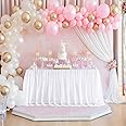 Hiasan White Tulle Table Skirts for Rectangle Tables 6ft Tutu Table Skirt Table Cover for Birthday Party Wedding Reception Banquet Christening Home Decoration(6ft, White)