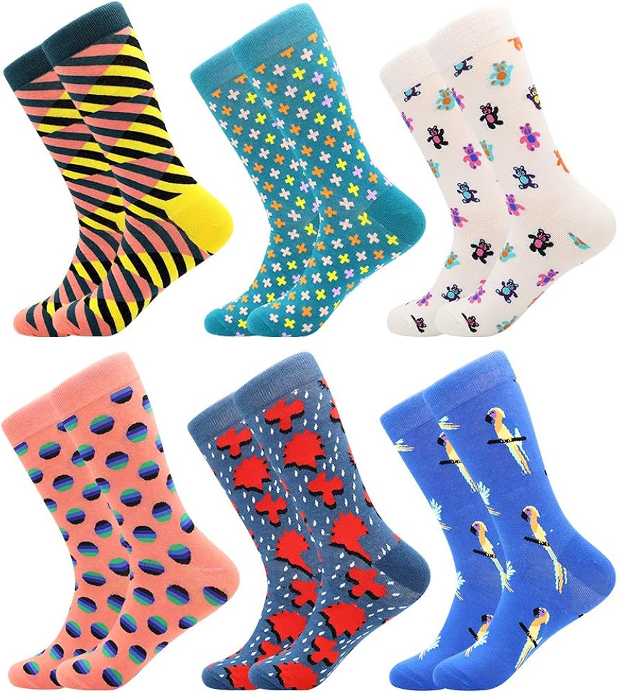 Dress Socks for Men Women,Colorful Funny Crazy Novelty Fun Dress Socks Pack, Cool Pattern Crew