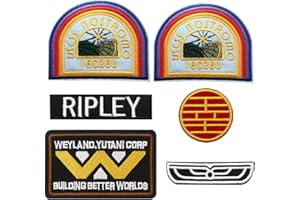 PATCHUPS 6-Piece USCSS Crew Ripley Embroidered Iron On Patches - Halloween Costume Shoulder Applique Badge Set