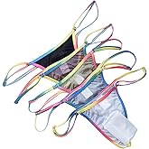4UFIT Men's See Through Mesh Thong Underwear Sexy Hollow Out G-String Panties Bulge Pouch T-Back Thongs
