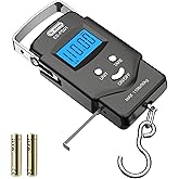 Fish Scale, Dr.meter 110lb/50kg Backlit LCD Display Digital Scale with Built-in Measuring Tape - Electronic Fishing Postal Ha