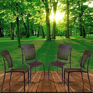 Spinecare Series 2109 - by Italica Furniture with Ergonomically Designed Swingback for Complete Back Support for Indoor, Outdoor, Restaurant, Classroom and Dining Room (Matte Finish, Brown, Set of 4)