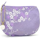 Handmade Women Coin Purse Brocade Rosary Bag Silk Jewelry Pouch Zipper Wallet - Blue Violet