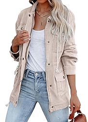 Ebifin Women's Military Anorak Jacket Zip Up Snap