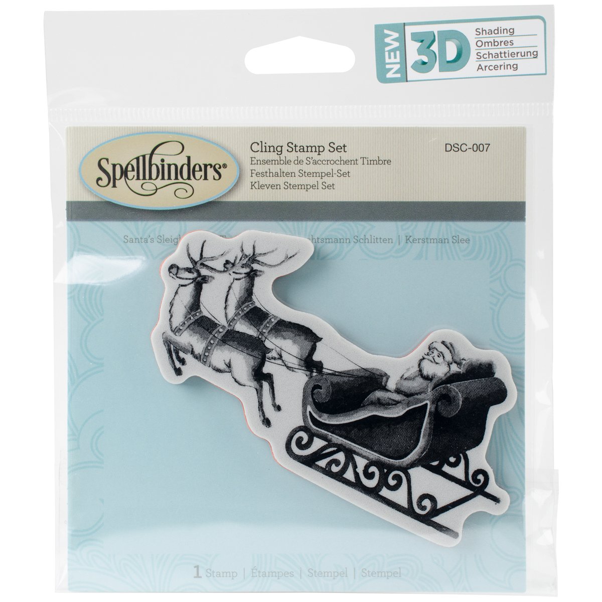 Spellbinders Santa Sleigh 3D Shading Stamp, Multicoloured
