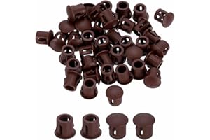 HARFINGTON Dark Brown Hole Plugs 100pcs 1/4" Plastic Plugs for Round Holes Flush Type for Furniture Cabinets Machines Hardwar