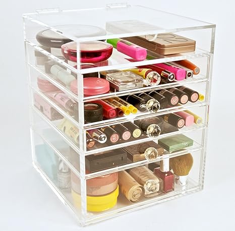 Acrylic Makeup Cosmetics Organizer 5 Drawer Beauty Cube Storage