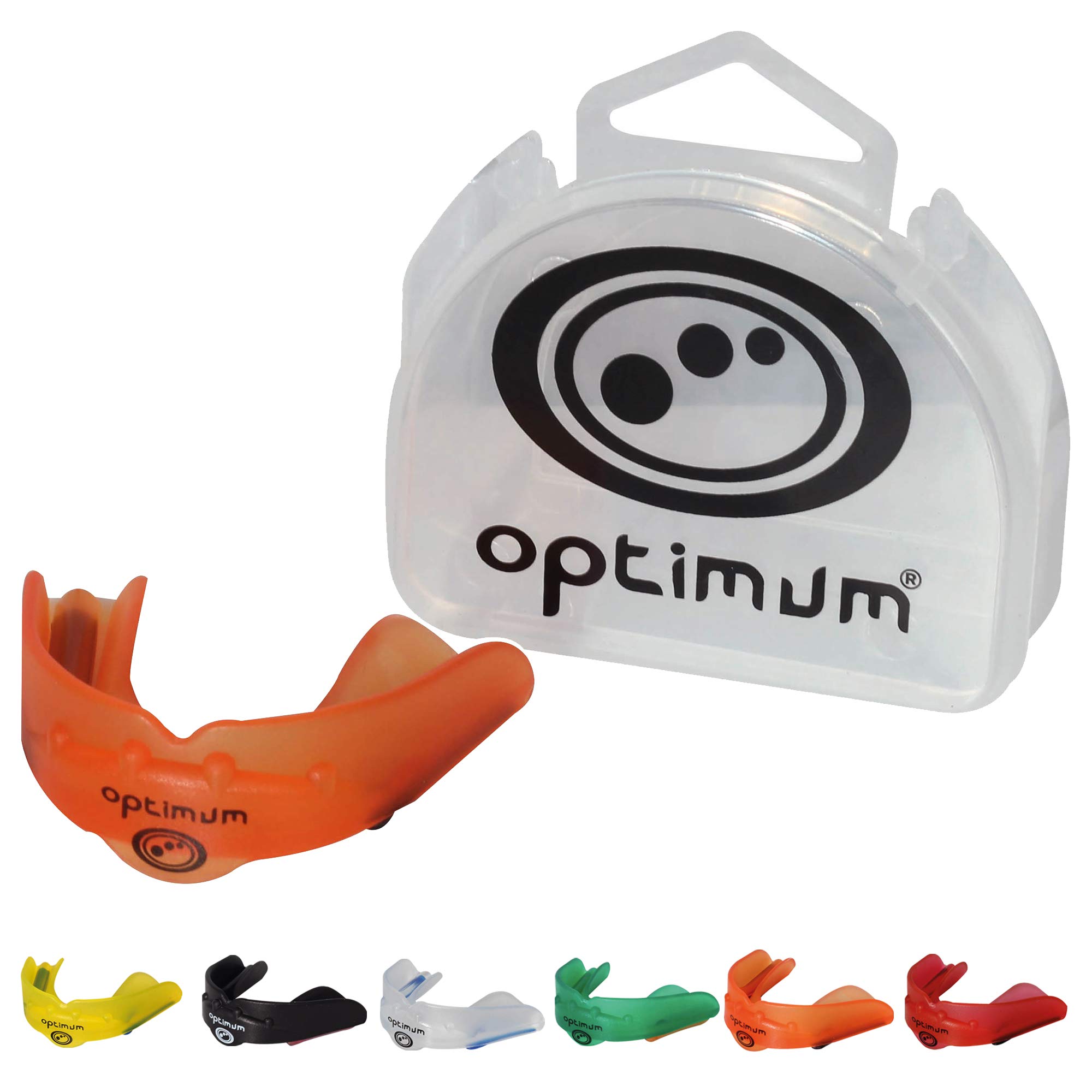Optimum Matrix Mouthguard Gum Shield Slim Fit with Case for Rugby Hockey Boxing MMA Martial Arts Judo Karate Taekwondo Contact Sports - Orange, Senior
