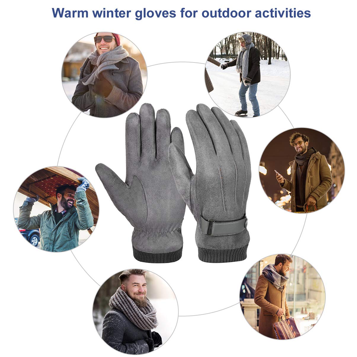 VBIGER Gants Hiver Chaud Tactile Sport Velo Épaissir pour Homme