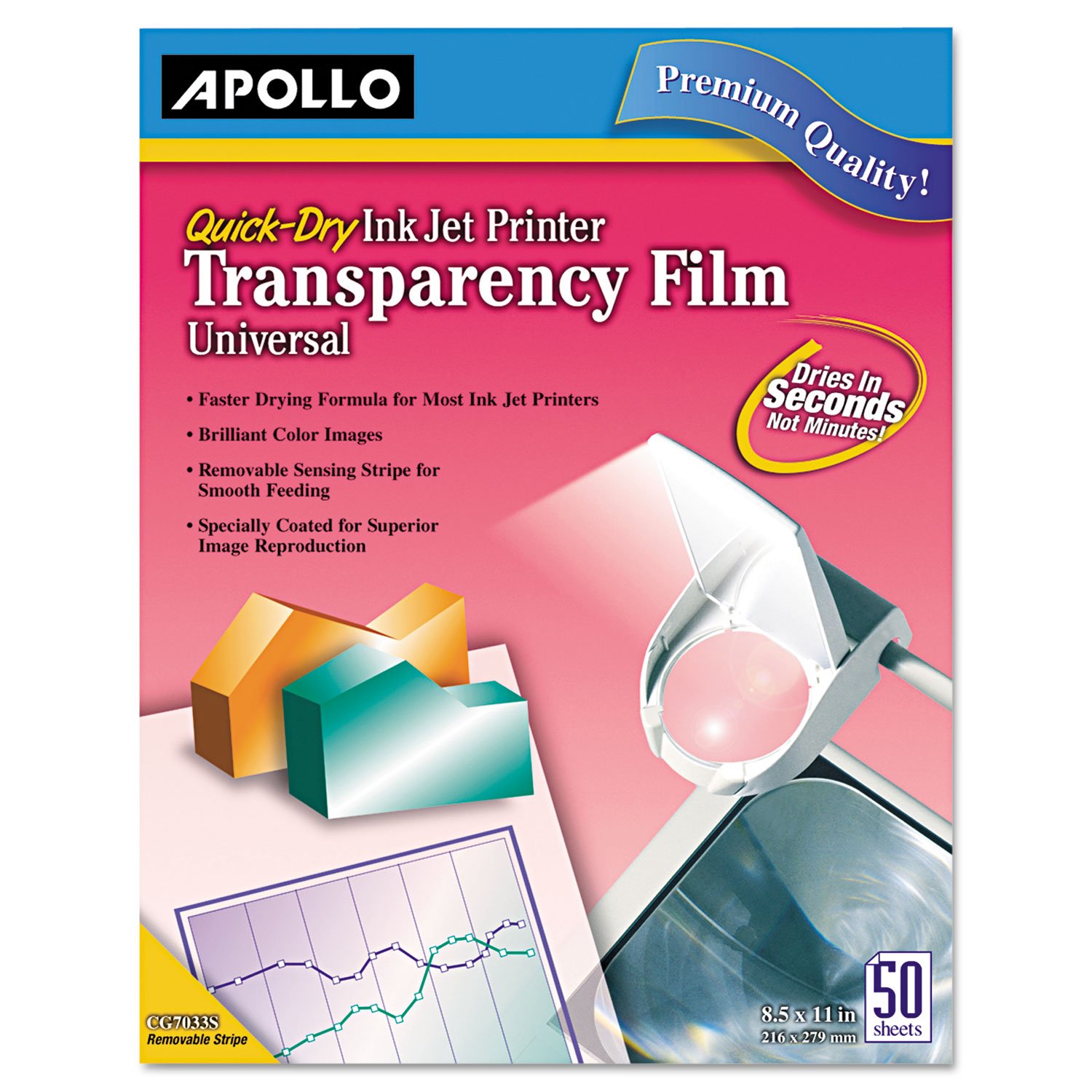 Apollo Transparency Film for Inkjet Printers, for Hewlett-Packard, 50 Sheets/Pack (VCG7031S) — image 1