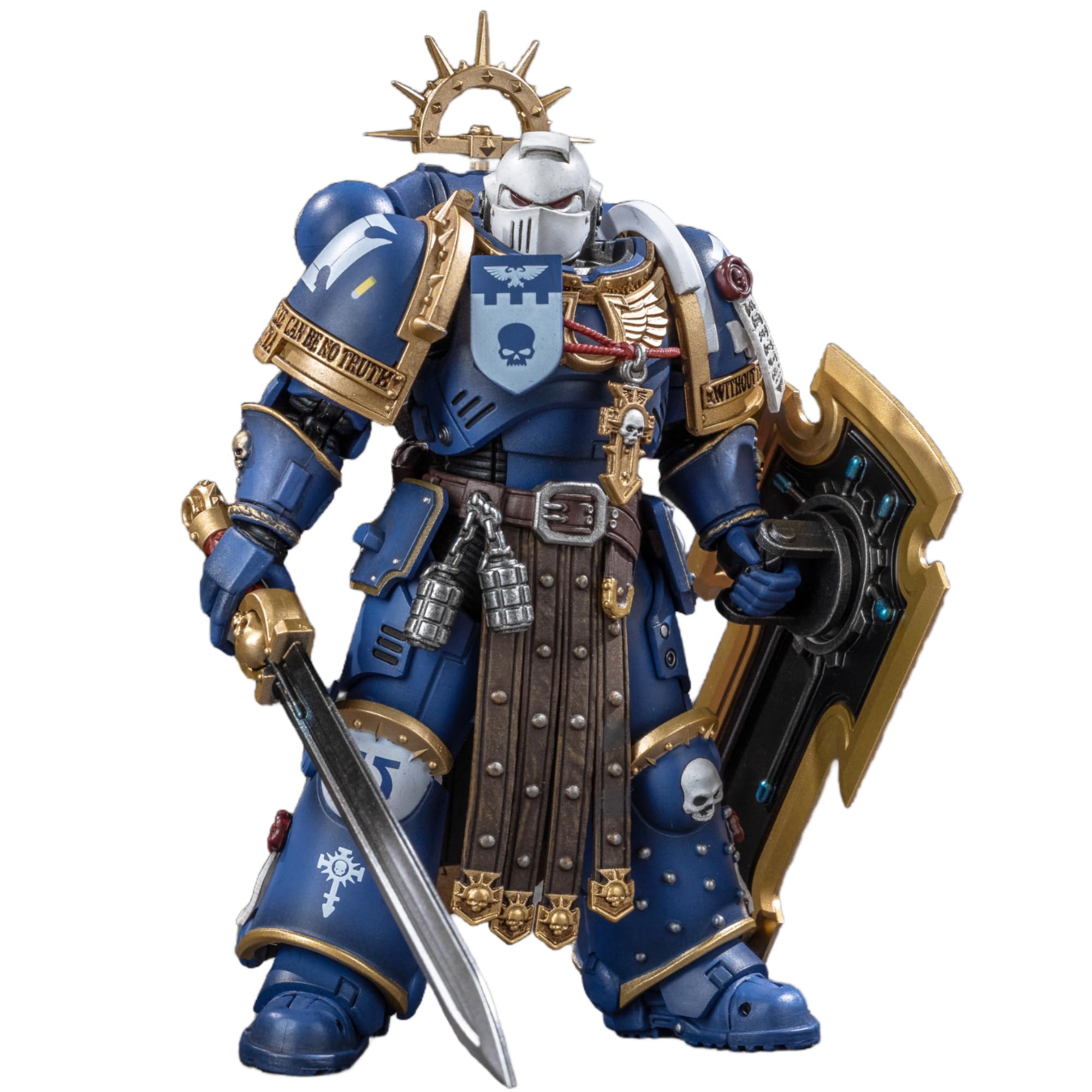 TOYVERSE Joytoy 1/18 Action Figure Warhammer 40,000, Ultramarine Torvald with Power Sword, Stormshield and Bolt Pistol, Mobile Joints Character Model, 15+