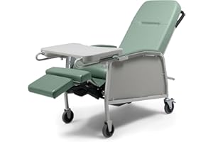 GRAHAM-FIELD Lumex 3-Position Medical Recliner, Reclining Geri Chair with Wheels, Jade