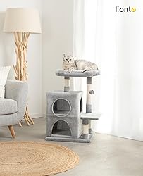 lionto Scratching Tree for Cats with 2 Caves & Cozy
