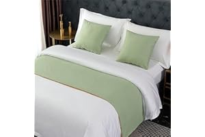 TopLacker Hotel Solid Bed Runner and 2 Pillowcase Set Scarf Polyester Bed End Scarf Decorative Bedding Protection for Hotel Bedroom Wedding Room (Color : 04, Size : Full/Queen 19.7 x 82.6)