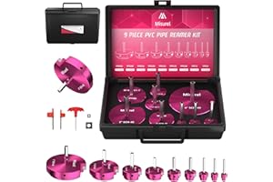 9 Pcs PVC Pipe Reamer Kit With 1/2 inch, 3/4 inch, 1 inch, 1-1/4inch, 1-1/2inch, 2inch, 2-1/2inch, 3inch, 4inch, 2 Carbide In
