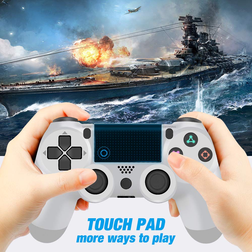 YCCTEAM Wireless Controller for PS4 - Video Game Precision Control Gamepad joystick for Playstation 4/Pro/Slim (White)
