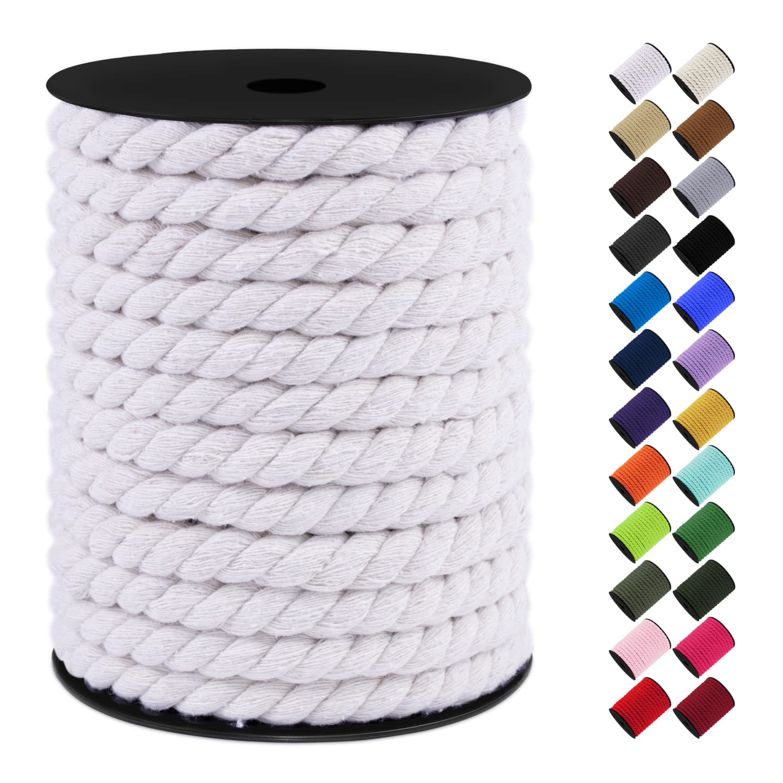 LEREATI 10mm Macrame Cord, 75 Feet Thick Macrame Rope Yarn Natural Cotton Cord Macrame String, Soft Craft Rope for Wall Hanging, Plant Hangers, Garden, DIY Crafting Decoration (White)