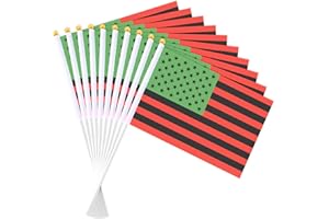 PHYLENCE 20 Pack Small African Afro American Flag Stick 5'' x 8'' - Handheld Pan African USA Stars Flags, Mini Red Black Green Flags for Black History Month, Juneteenth Decorations, Civil Rights Movement