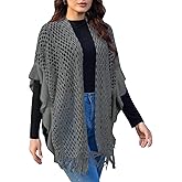Ferand Women's Lightweight Ruffle Shawl Wraps Open Front Crochet Fringe Poncho Cardigan for Spring and Summer