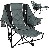 USKAU Camping Chair with Removable Footrest, Oversized Outdoor Chair with Headrest & Cup Holders, 400lb Capacity Lawn Chair for Sports Backyard Fishing