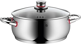 WMF Quality One Kochtopf 24cm, Glasdeckel mit Dampföffnung, Bratentopf 4,8l, Cromargan Edelstahl poliert, Topf Induktion, unbeschichtet