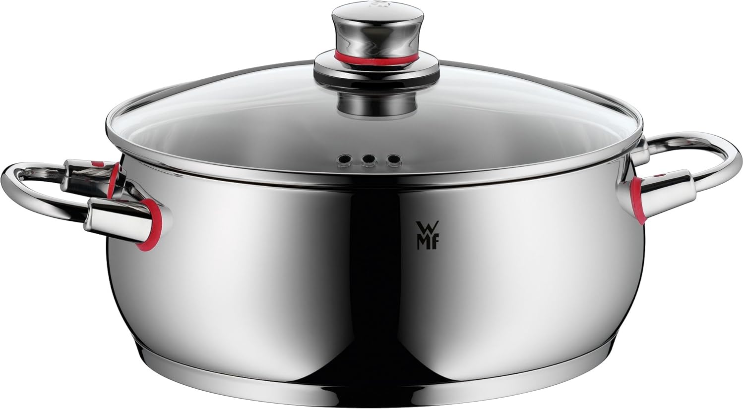 WMF Quality One Kochtopf 24cm, Glasdeckel mit Dampföffnung, Bratentopf 4,8l, Cromargan Edelstahl poliert, Topf Induktion, unbeschichtet