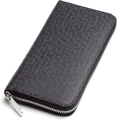 Amazon 11straps メンズ 財布 長財布 ラウンドファスナー ロングウォレット 革 レザー ブラック 財布