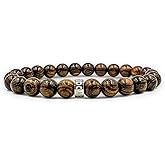 Everwood Men’s Handmade Beaded Bracelets – 8mm Natural Wood Stretch Jewelry – Multiple Styles & Sizes – Cascade Collection Original – Gift For Him
