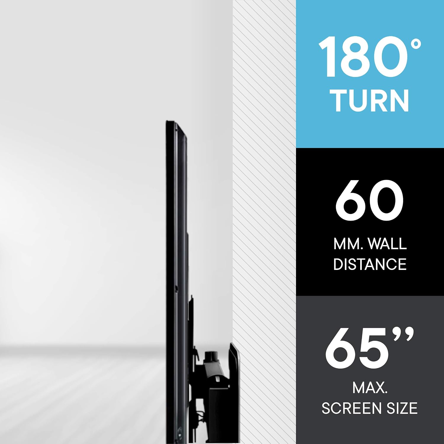 One For All TV Wall Bracket Mount, Screen size 13-65 Inch, For All types of TVs (LED LCD Plasma), 20° Tilt 180° Swivel - Image 4