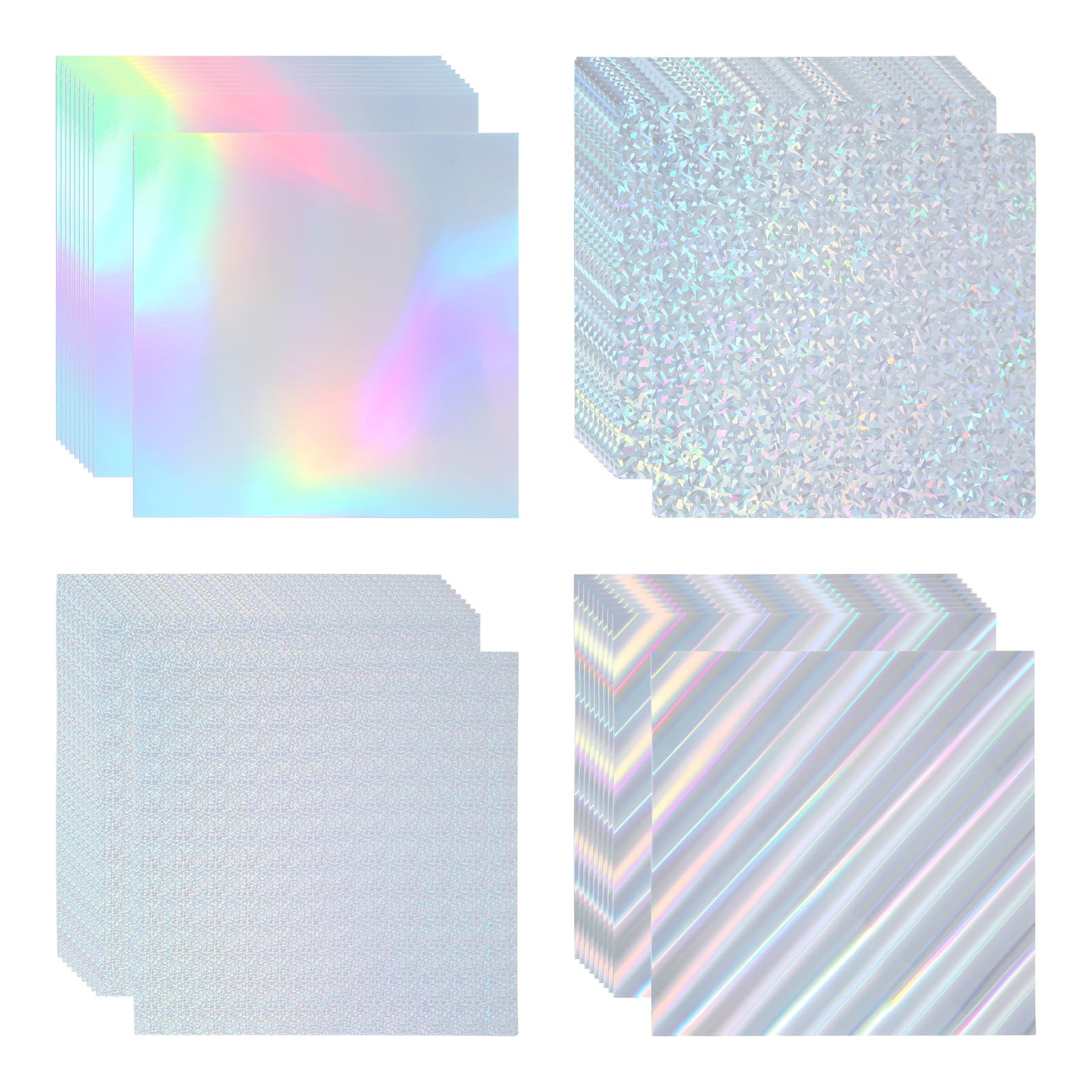 PATIKIL 12"x12" Holographic Cardstock, 40 Pack Metallic Iridescent Mirror Paper Foil Board Reflective Sheets for Scrapbook Poster DIY Craft, 4 Colors
