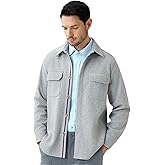 Hudson Wellesley Mens Shirt Jacket Brushed Casual Shacket with Two Pockets Long Sleeve Button Up Overshirt