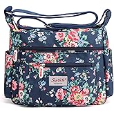 Wafybsre Cross-body Bag Women's Multi Pocket Nylon Messenger Bag Shoulder Bag Lightweight Travel Handbag