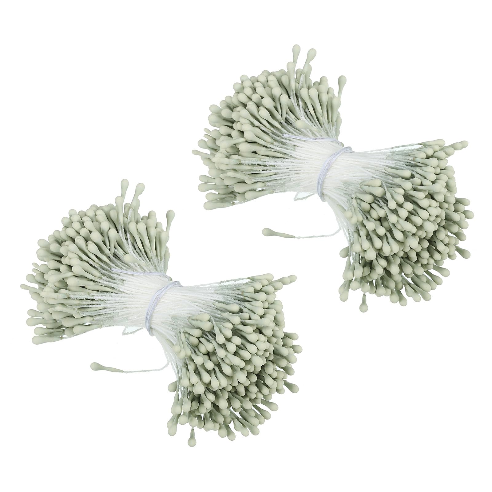 PATIKIL 2mm Double Heads Flower Stamen, 700 Pcs Artificial Flower Stamen Pistil Matt Pearl Floral Stamen for DIY Christmas Card Wedding Decor, Light Green