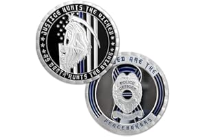 BHEALTHLIFE United States Police Officer Challenge Coin Grim Reaper Thin Blue Line Law Enforcement Gift
