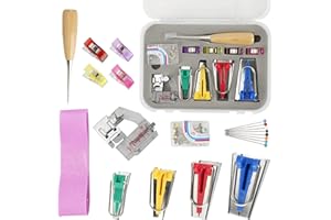 ZECARFA Bias Tape Maker Kit - Quilt Binding Tools 4 Size Bias Tape Maker with 2 Yards Purple Bias Tape for Fabric Sewing Your Own Unique Style