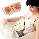 Double Disc Abdominal Massager with Heat, Stomach Massager for Digestion, Belly Cellulite Massage for Flattening Belly, Relieves Discomfort Caused by Bloating, Constipation,Stomach Pain (White)