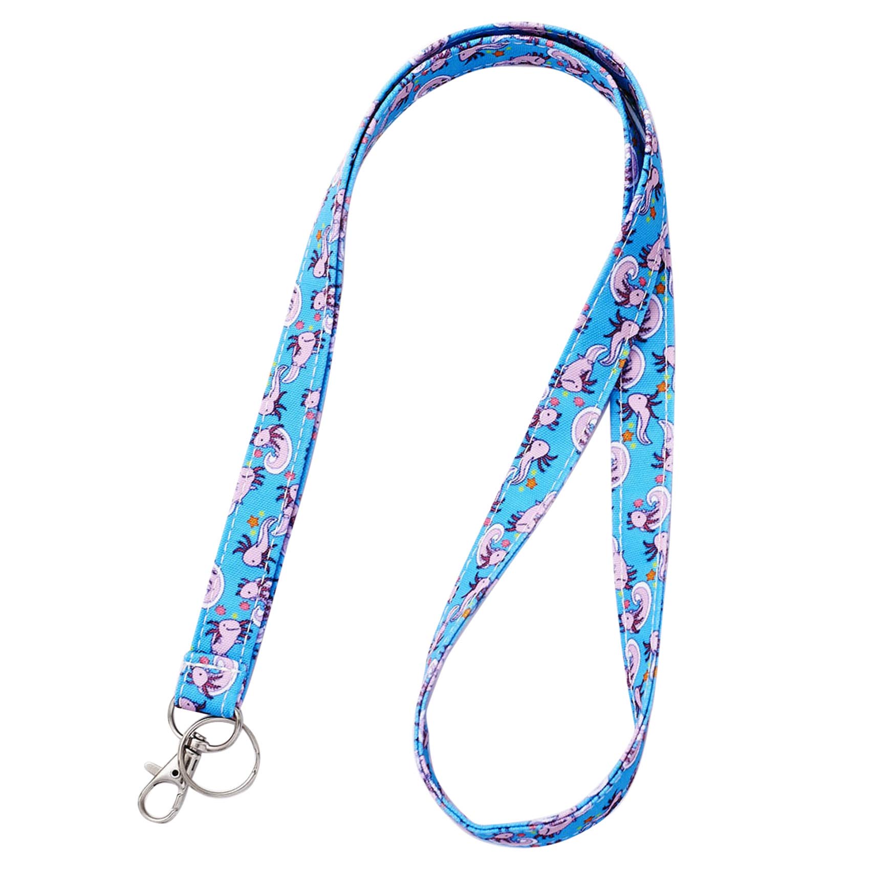 Axolotl ID Badge Holder Cute Lanyards Keychain Lanyard Lanyards for Women ID Holder Cotton Fabric Preschool Lanyard, Axolotl, Medium