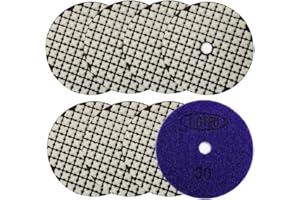 BGTEC 4 Inch Dry Diamond Polishing Pads Set,8 Pieces Pads Kit Grit 30 for Granite Marble Stone Quartz Tiles Concrete Floor Edges Countertop Polishing