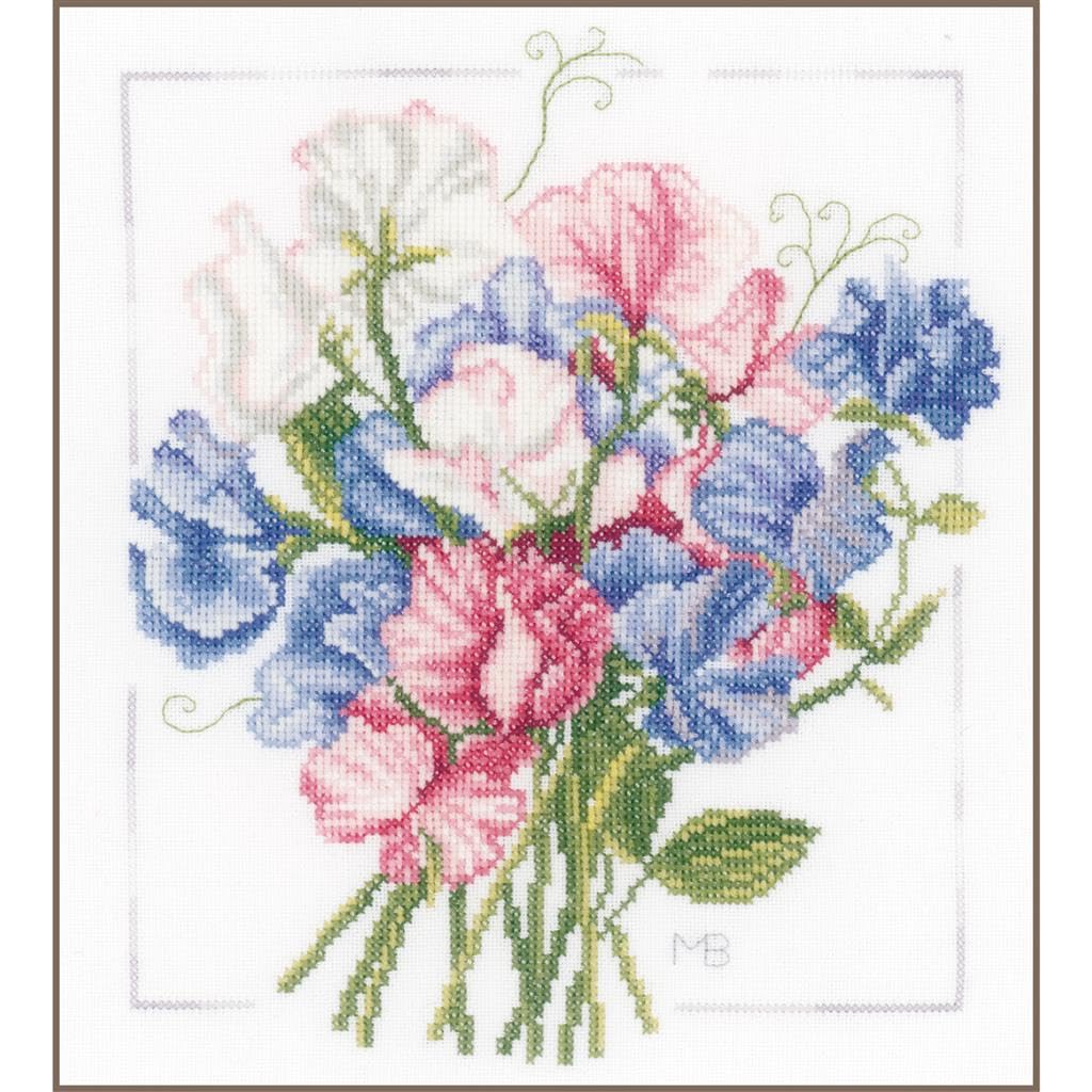 Lanarte Counted Cross Stitch Kit-Colourful Bouquet, 100% Cotton, Multi, 25x1x25 cm