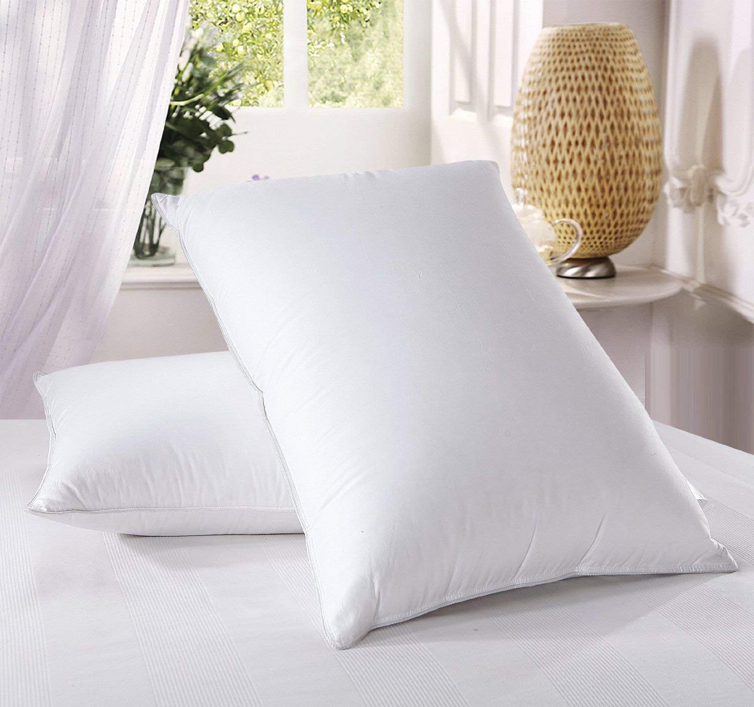 Luxury Duck Feather Pillows 2 Pack Large Comfortable Hotel