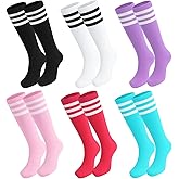 scenicamp Kids Soccer Socks, Striped Knee High Tube Socks Breathable Youth Athletic Sock Football Uniform Sports Sock